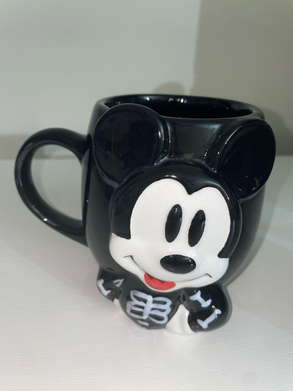 Disney Hand Painted by Artisans Black and White Mickey Mouse Ceramic Mug